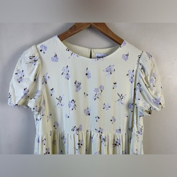 Aritzia SUNDEH Zane puff-sleeve Cottagecore floral butter yellow dress SZ Medium - Picture 6 of 16